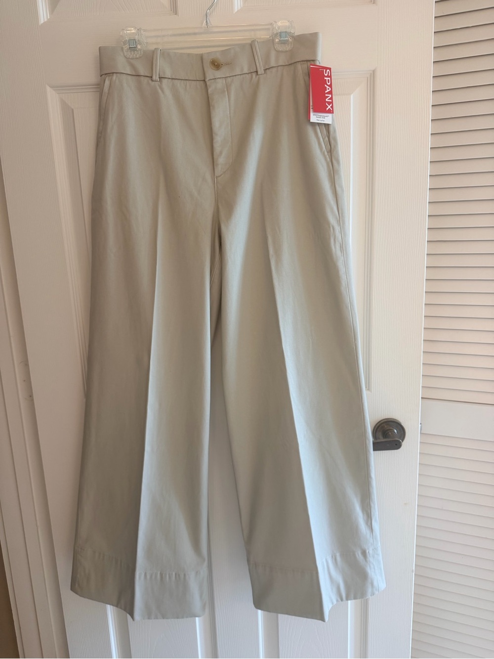 SPANX Supersmooth Stretch Twill Wide Leg Pants Bone Large NWT